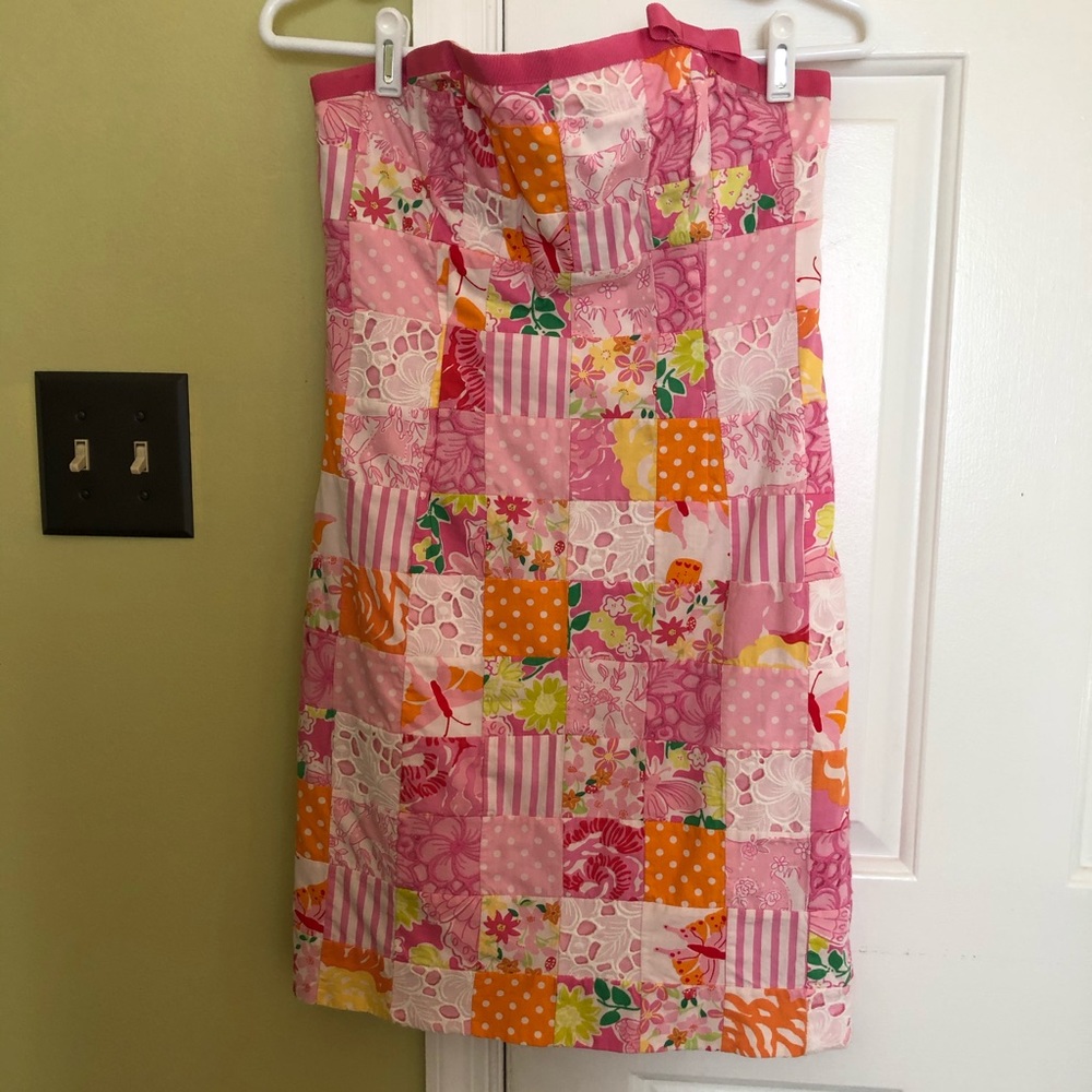 Lilly Pulitzer Sewn Patchwork Strapless Dress - image 1